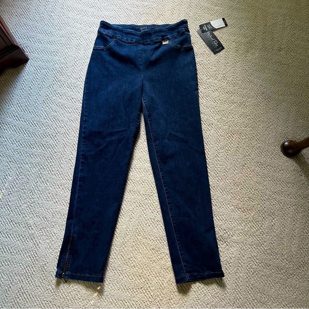 Michael Tyler Stretch Ankle Zip Jeans Size 8👖NWT Dark Wash